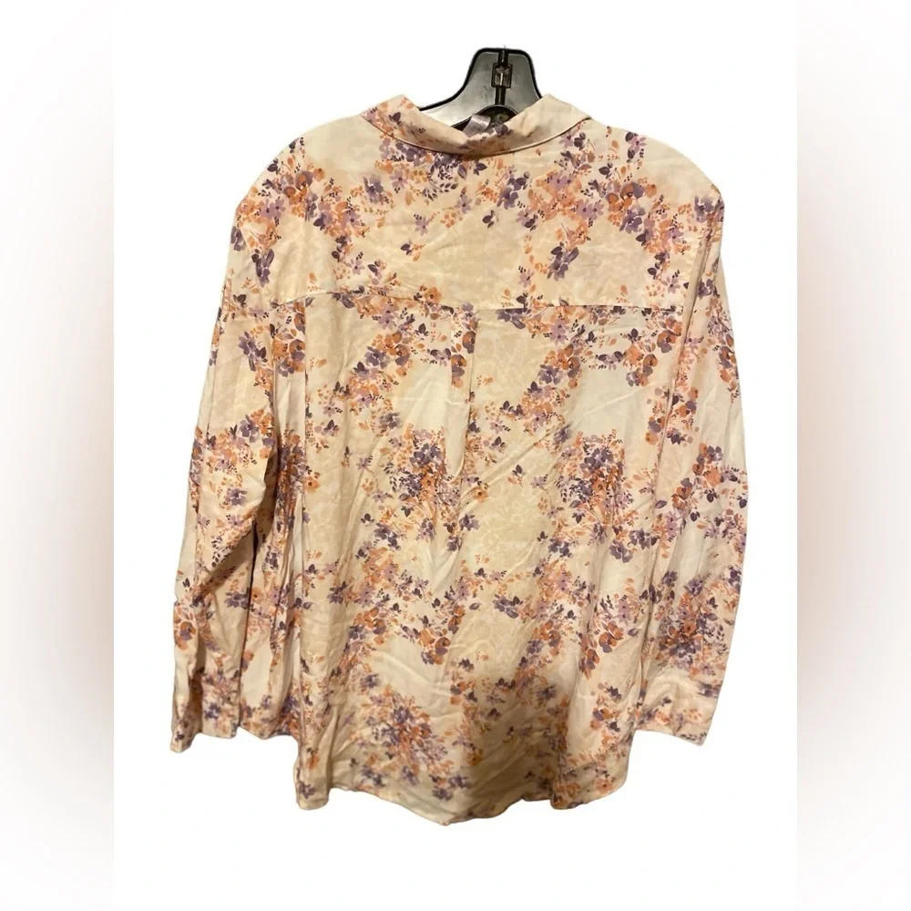Tranquil &True Blouse Top Long Sleeve Pink Blush Rose Floral new with Tag Size L